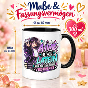 Herzbotschaft Tasse Anime ist wie Latein Geschenk für Anime Fan