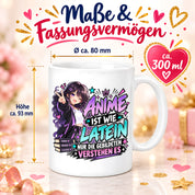 Herzbotschaft Tasse Anime ist wie Latein Geschenk für Anime Fan