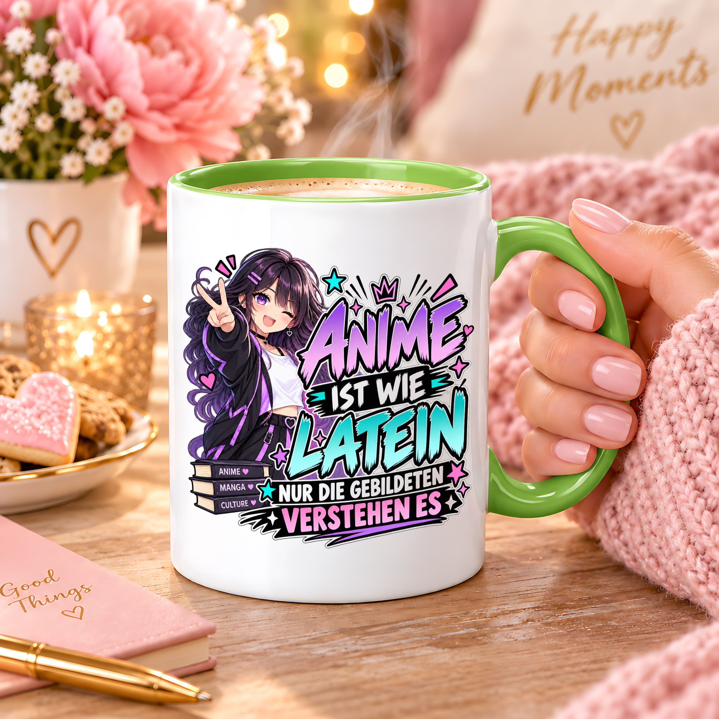Herzbotschaft Tasse Anime ist wie Latein Geschenk für Anime Fan