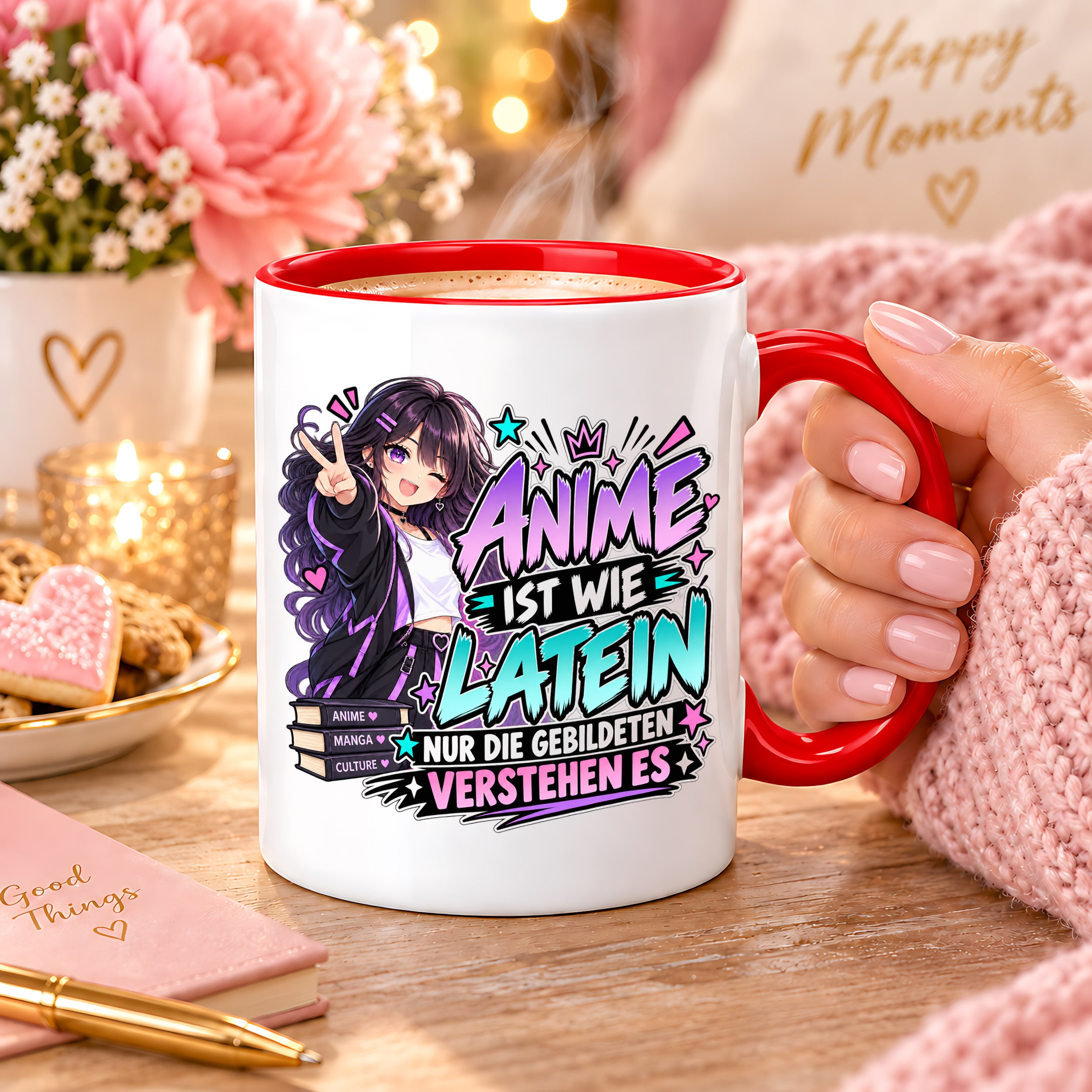 Herzbotschaft Tasse Anime ist wie Latein Geschenk für Anime Fan