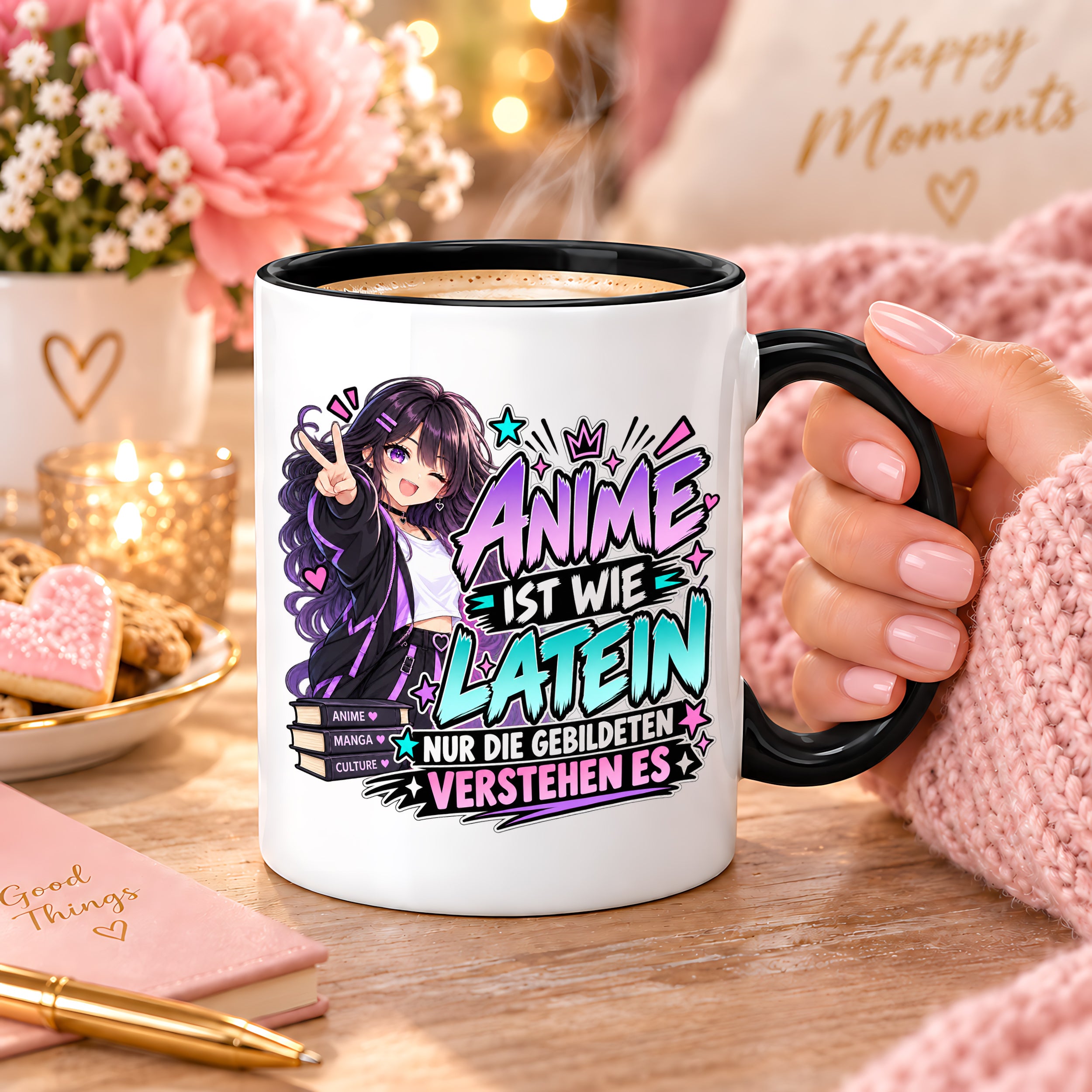 Herzbotschaft Tasse Anime ist wie Latein Geschenk für Anime Fan