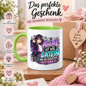 Herzbotschaft Tasse Anime ist wie Latein Geschenk für Anime Fan