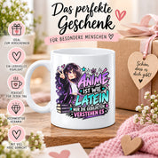 Herzbotschaft Tasse Anime ist wie Latein Geschenk für Anime Fan