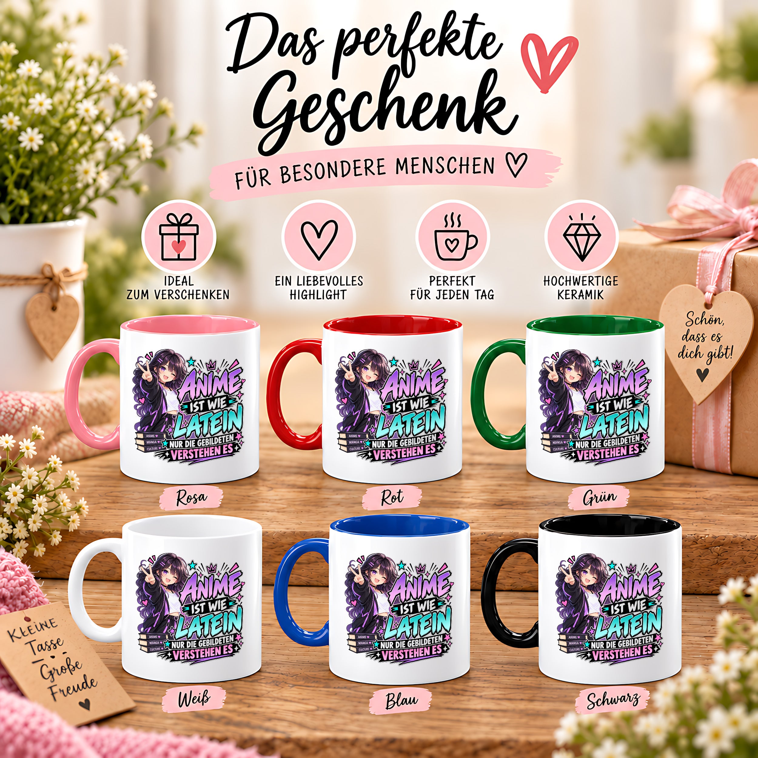 Herzbotschaft Tasse Anime ist wie Latein Geschenk für Anime Fan