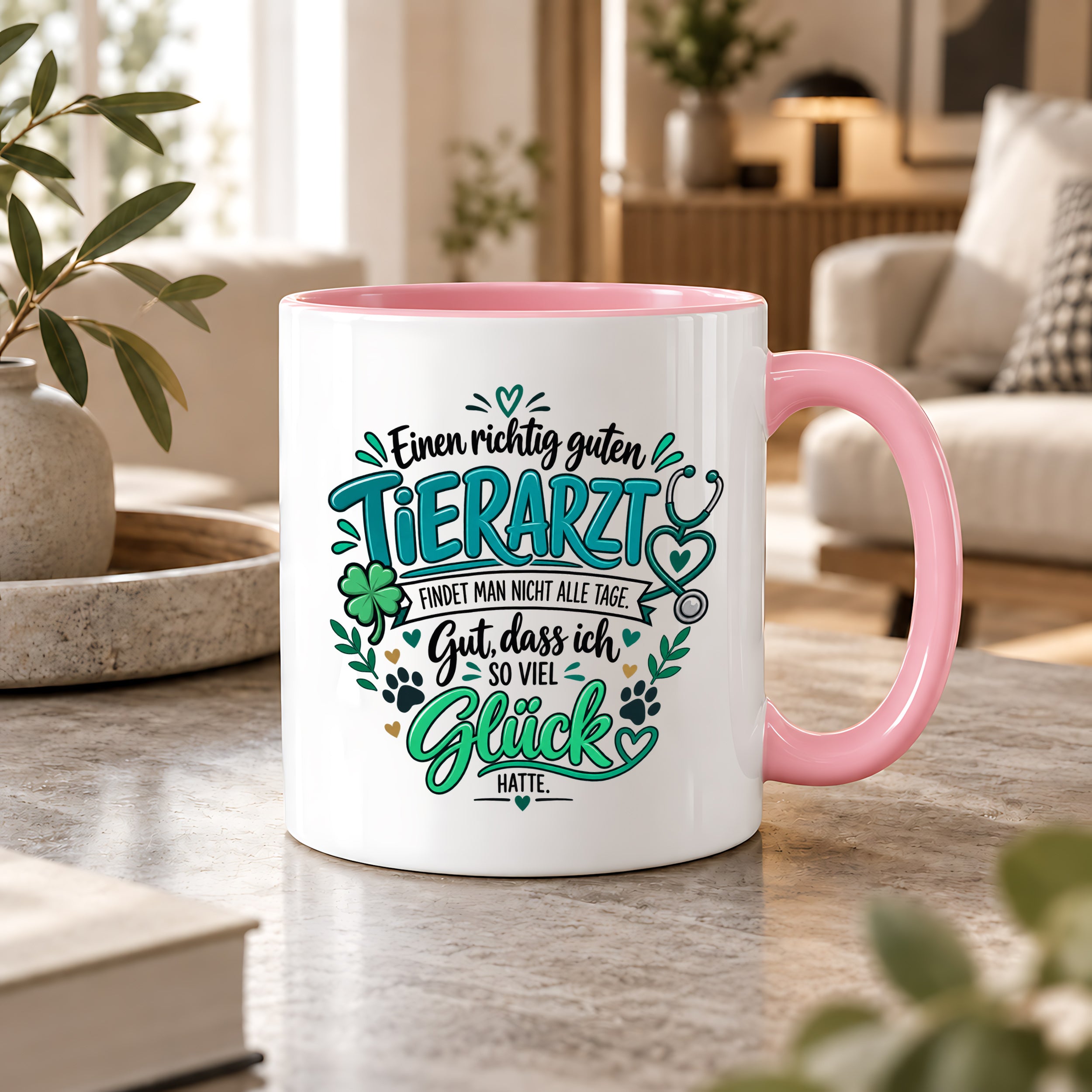 Herzbotschaft Tasse Danksagung Geschenk Tierarzt Kaffeetasse Praxis