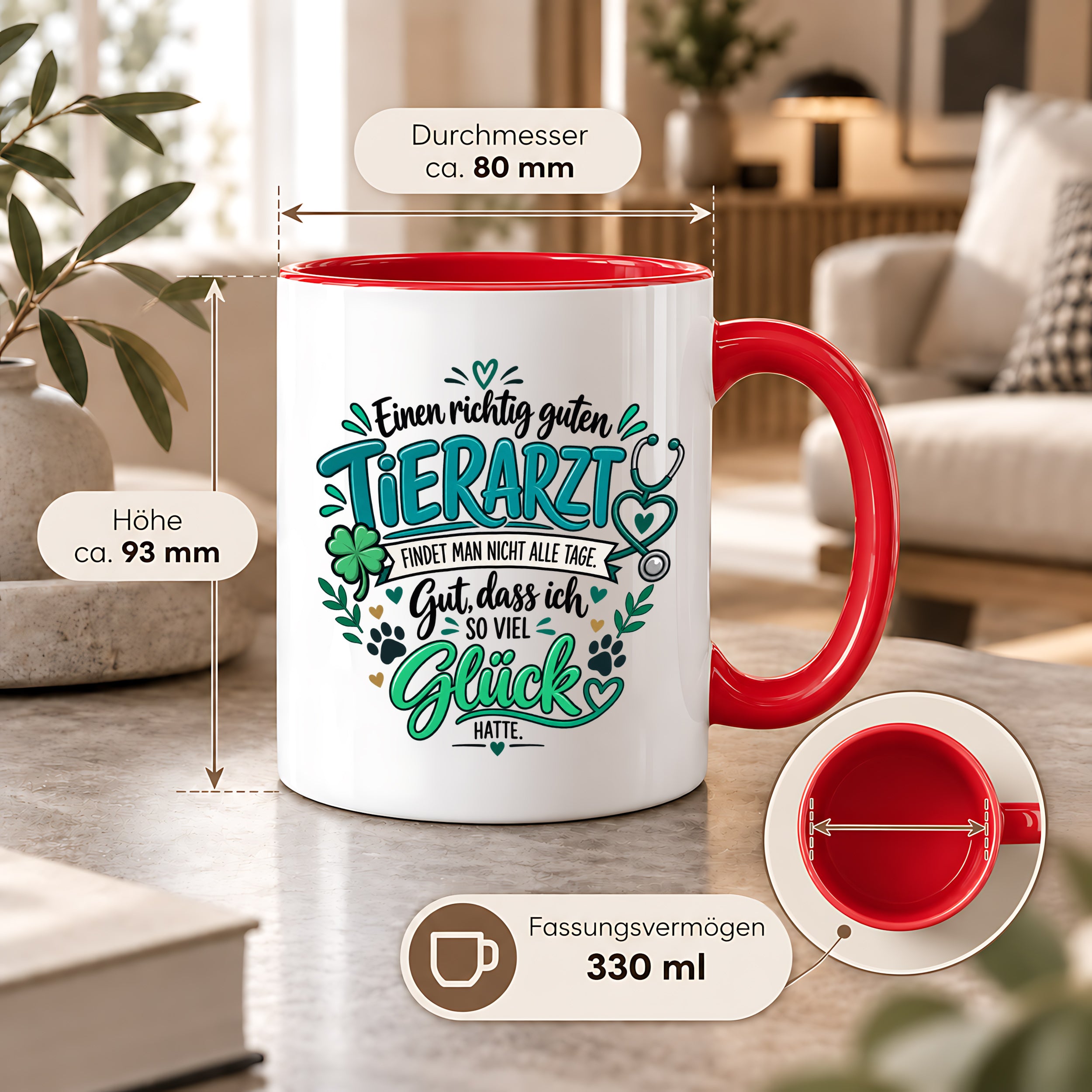 Herzbotschaft Tasse Danksagung Geschenk Tierarzt Kaffeetasse Praxis