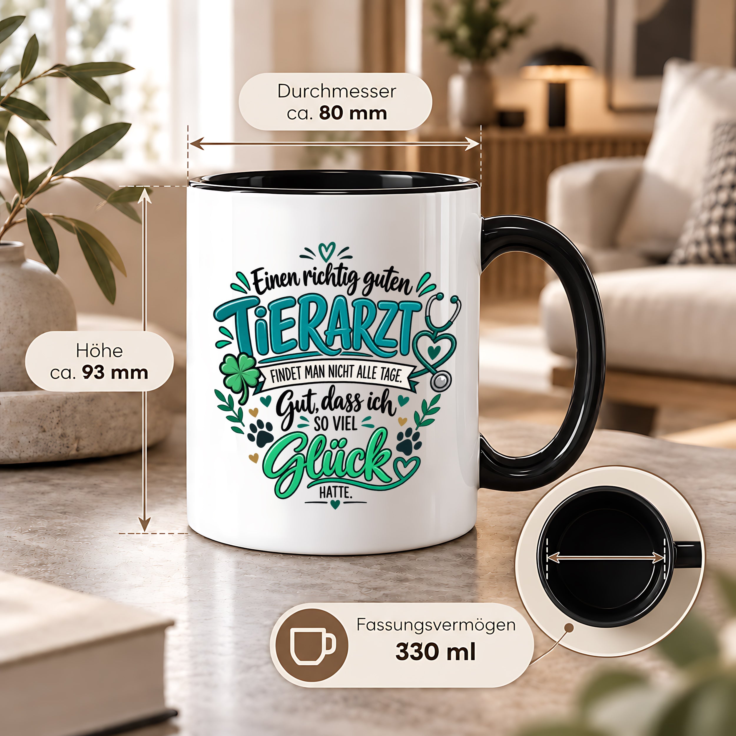 Herzbotschaft Tasse Danksagung Geschenk Tierarzt Kaffeetasse Praxis