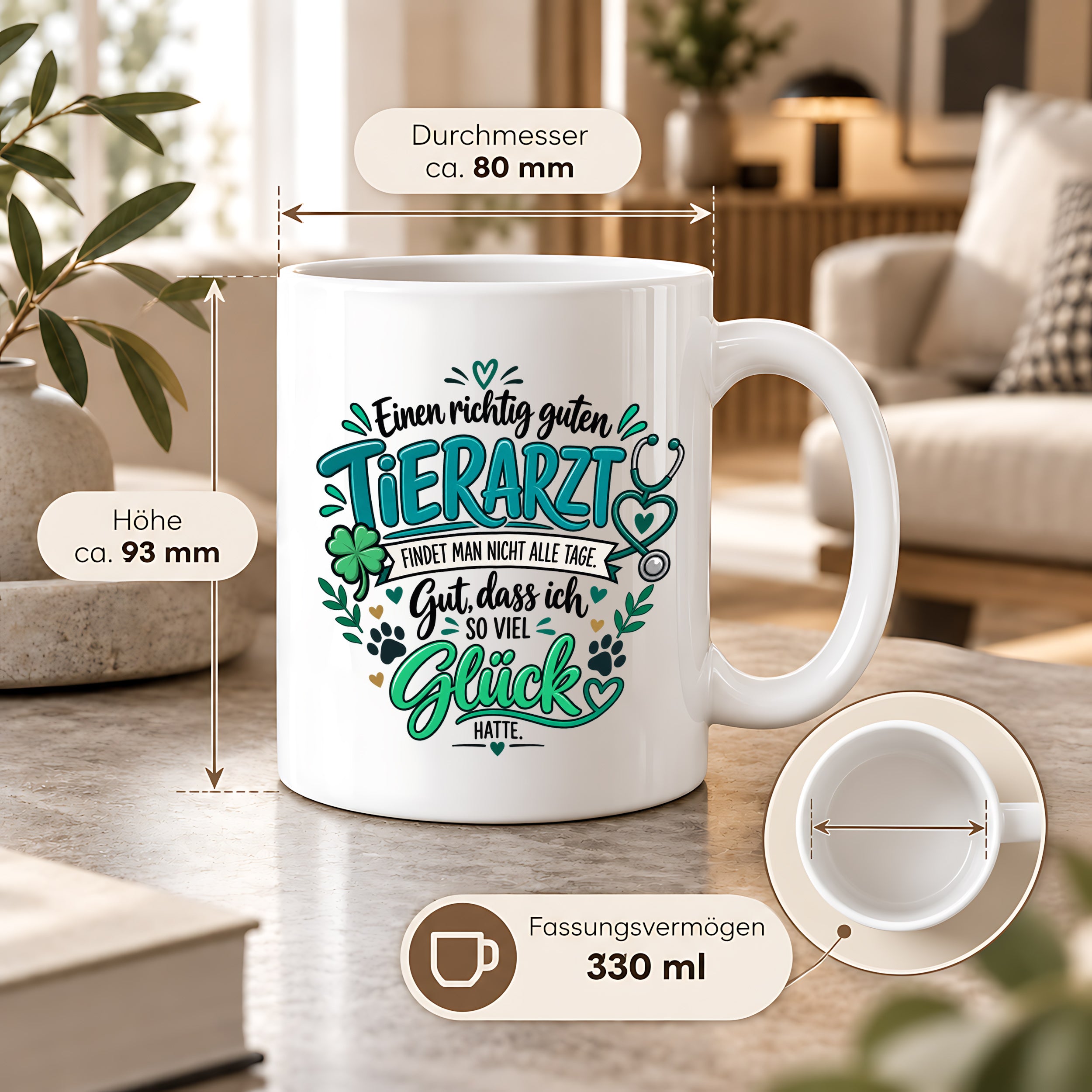 Herzbotschaft Tasse Danksagung Geschenk Tierarzt Kaffeetasse Praxis