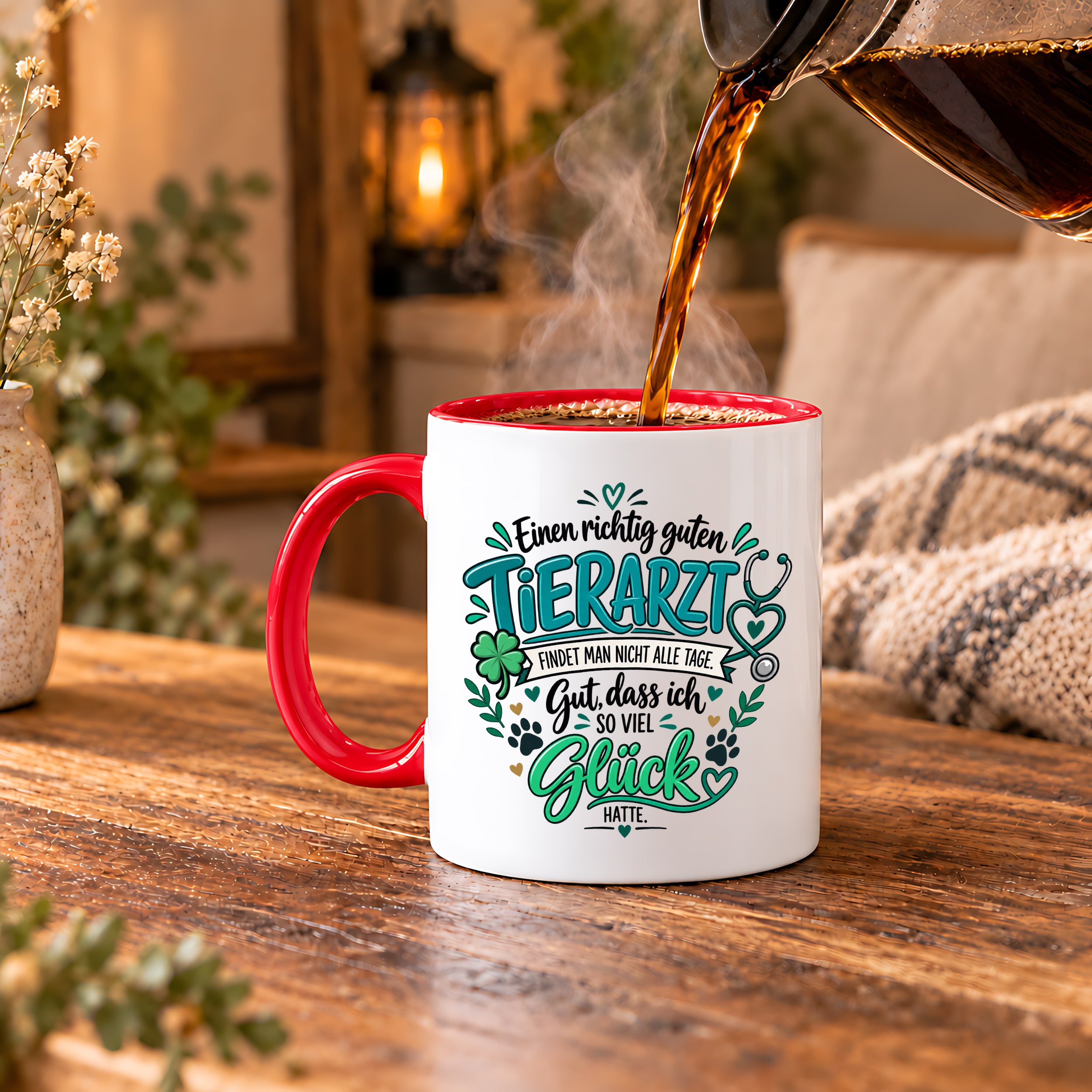 Herzbotschaft Tasse Danksagung Geschenk Tierarzt Kaffeetasse Praxis