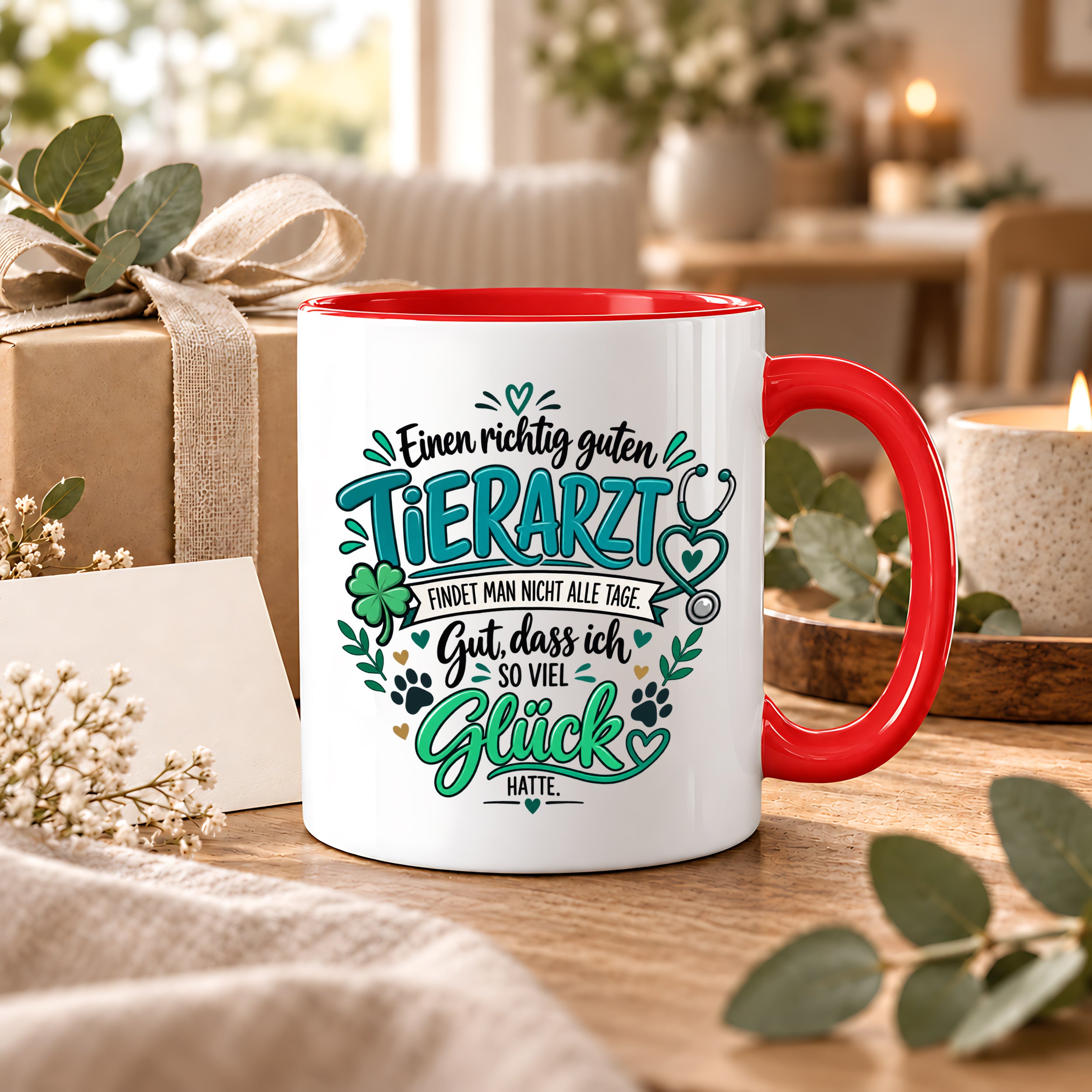 Herzbotschaft Tasse Danksagung Geschenk Tierarzt Kaffeetasse Praxis
