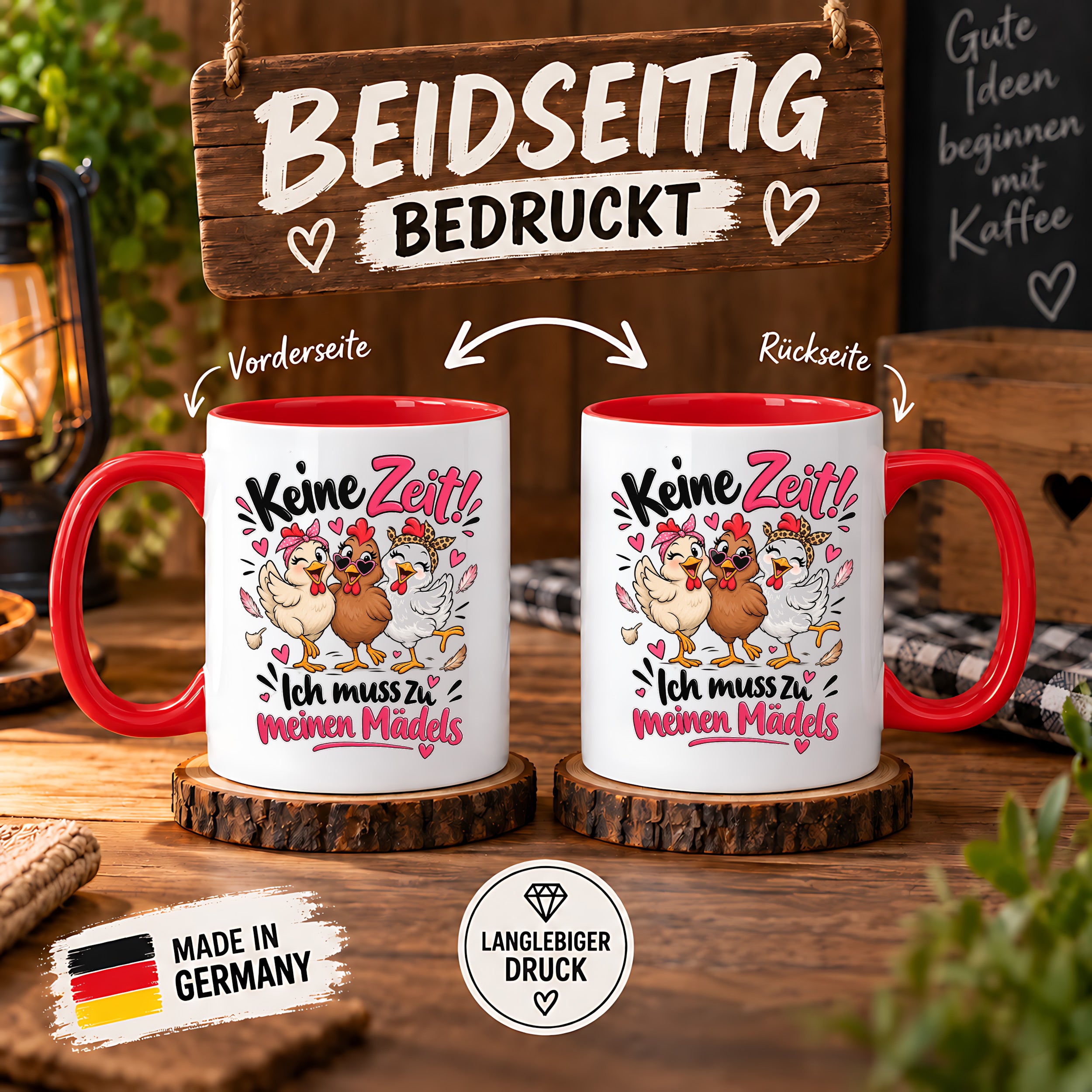 Herzbotschaft Tasse Mädelsabend keine Zeit ich muss zu meinen Mädels