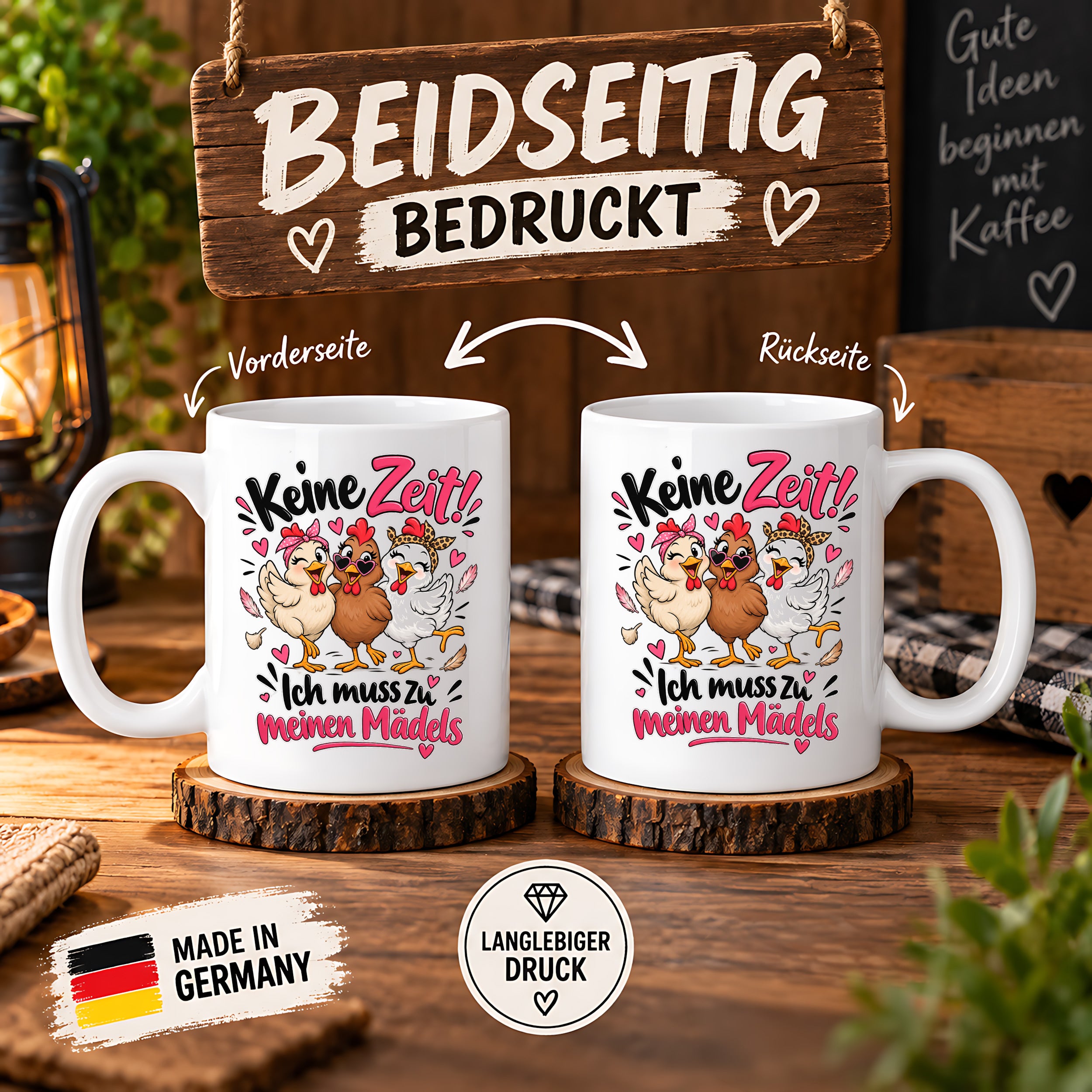 Herzbotschaft Tasse Mädelsabend keine Zeit ich muss zu meinen Mädels