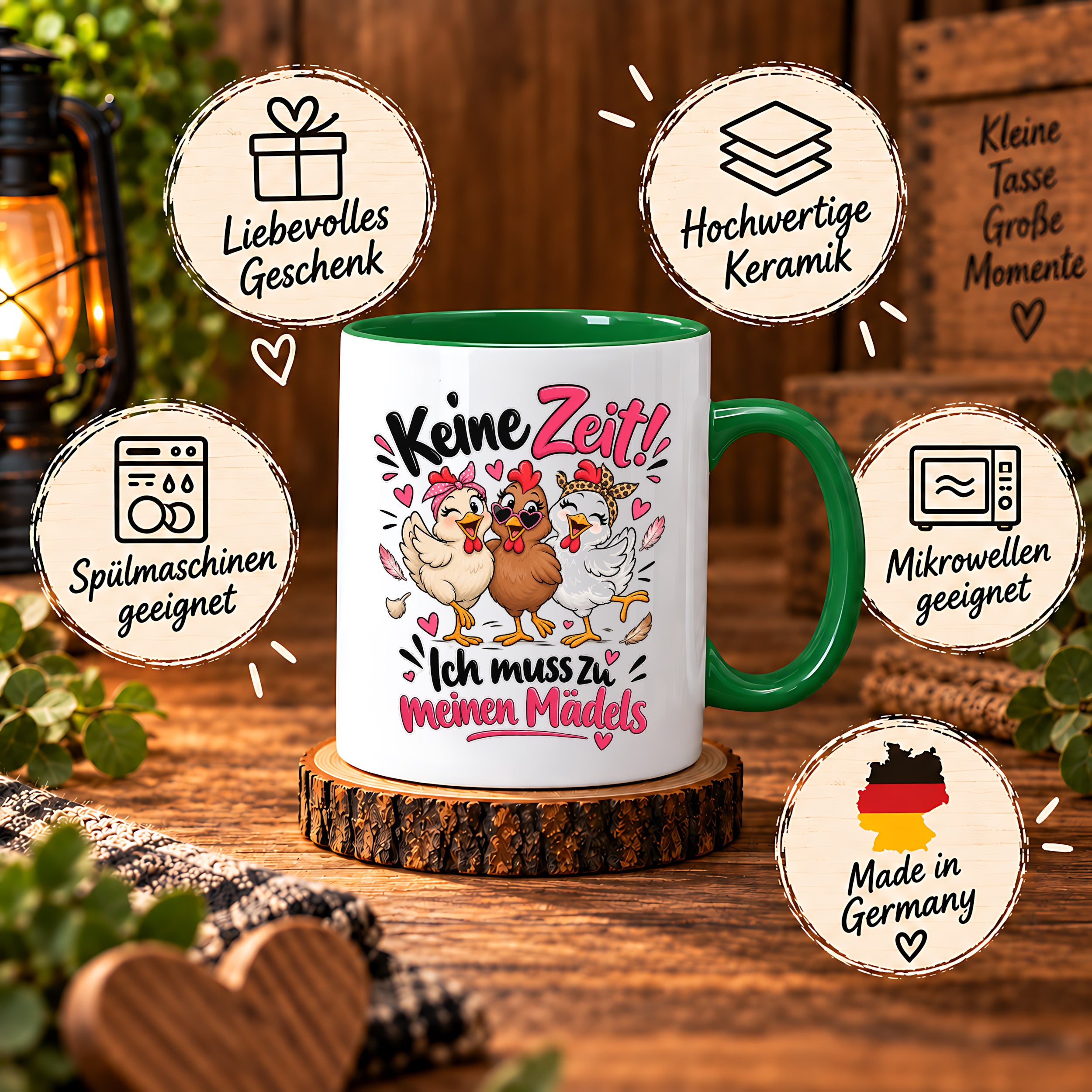 Herzbotschaft Tasse Mädelsabend keine Zeit ich muss zu meinen Mädels