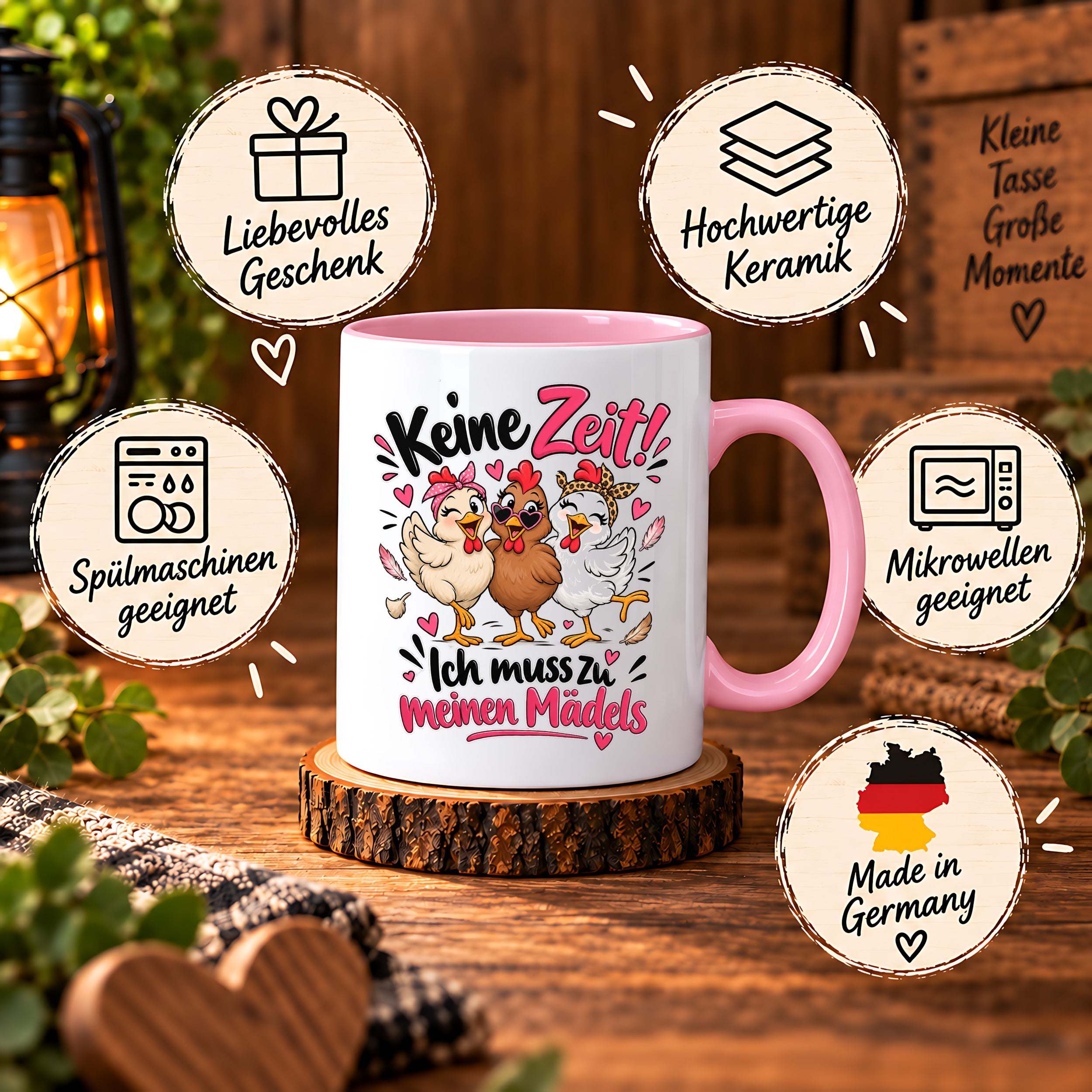 Herzbotschaft Tasse Mädelsabend keine Zeit ich muss zu meinen Mädels