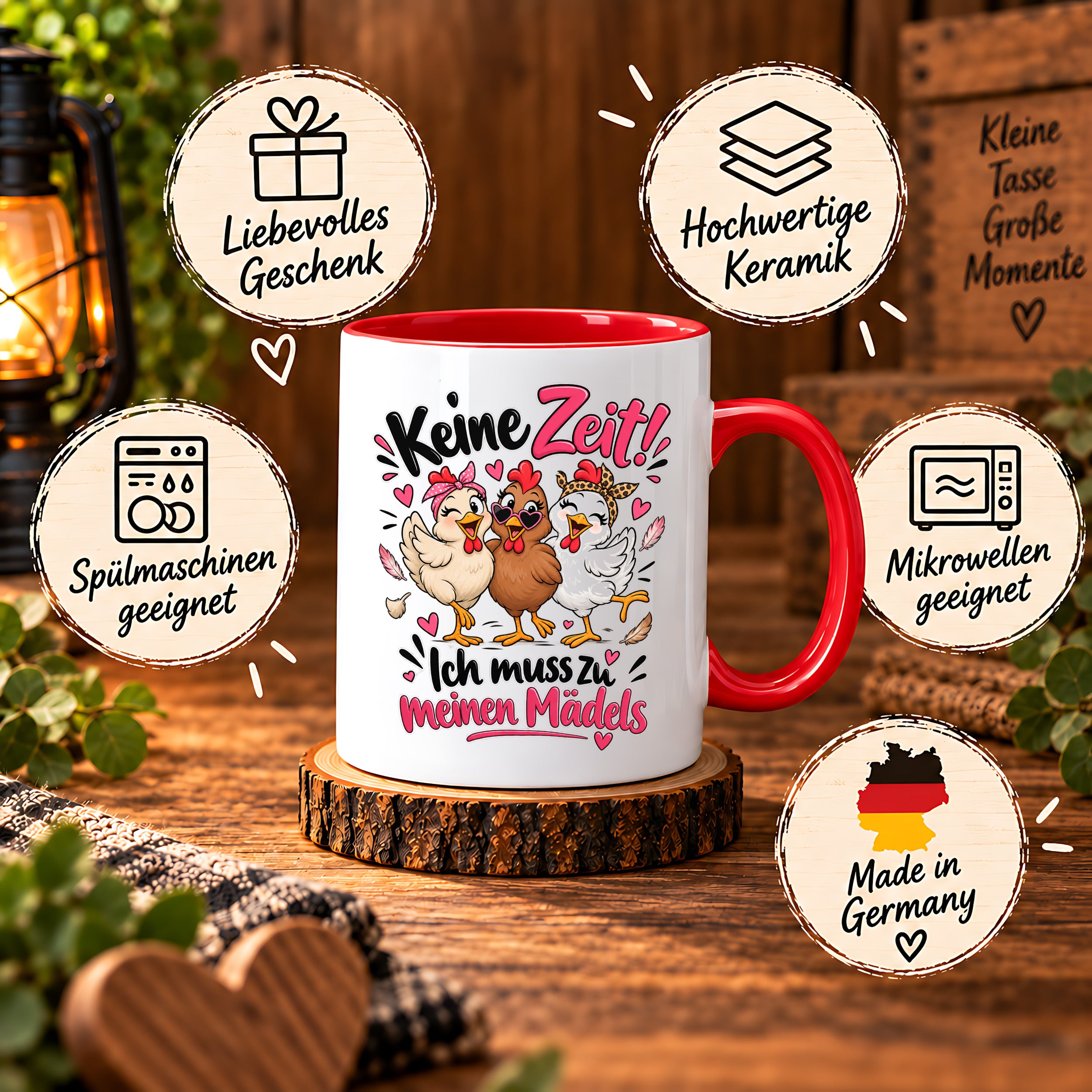 Herzbotschaft Tasse Mädelsabend keine Zeit ich muss zu meinen Mädels