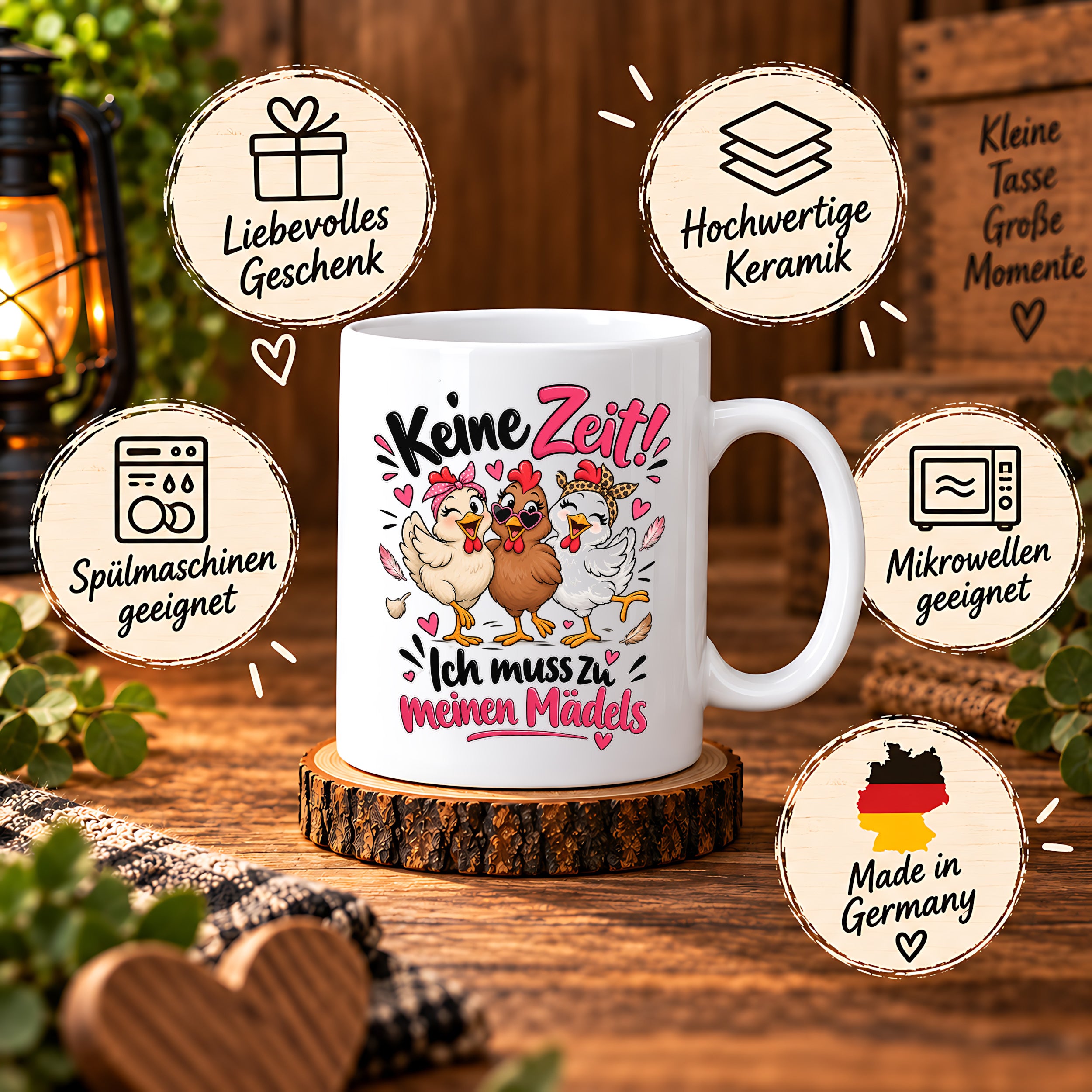 Herzbotschaft Tasse Mädelsabend keine Zeit ich muss zu meinen Mädels