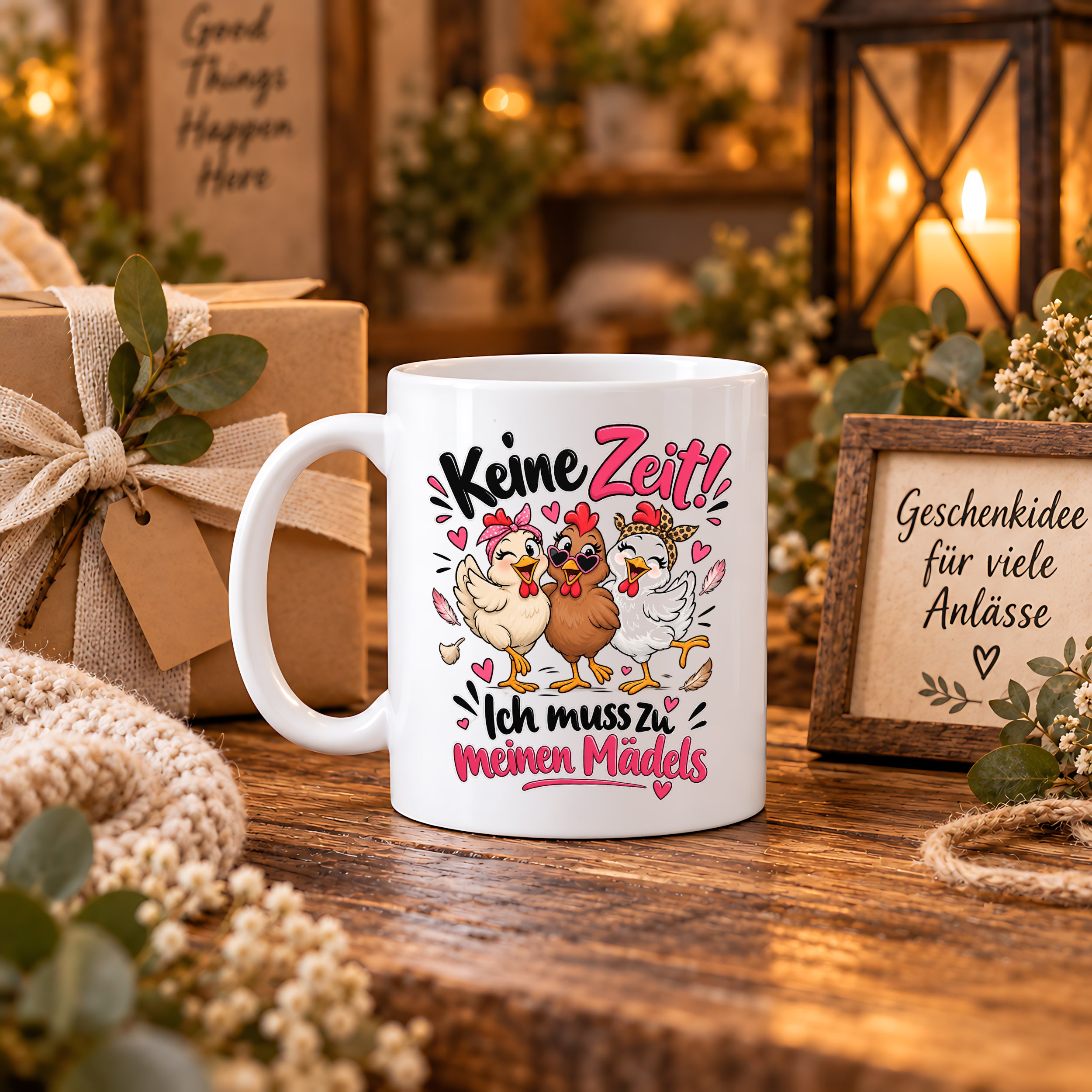 Herzbotschaft Tasse Mädelsabend keine Zeit ich muss zu meinen Mädels