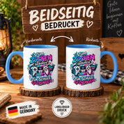 Herzbotschaft Tasse Zum Zocken geboren zur Schule gezwungen Gamertasse
