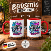 Herzbotschaft Tasse Zum Zocken geboren zur Schule gezwungen Gamertasse