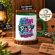 Herzbotschaft Tasse Zum Zocken geboren zur Schule gezwungen Gamertasse