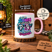 Herzbotschaft Tasse Zum Zocken geboren zur Schule gezwungen Gamertasse
