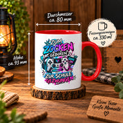 Herzbotschaft Tasse Zum Zocken geboren zur Schule gezwungen Gamertasse