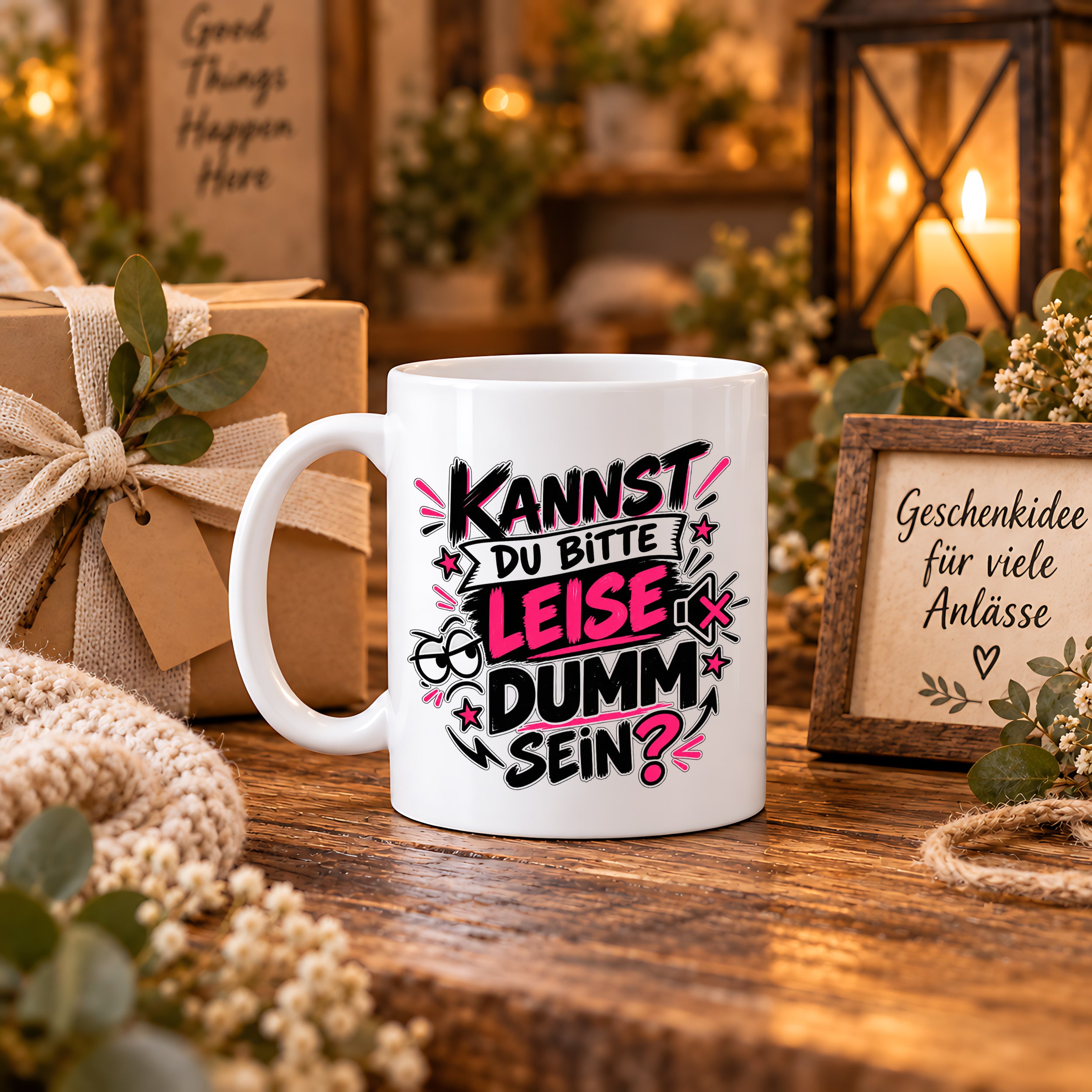 Herzbotschaft Tasse Kannst du bitte leise dumm sein Lustige Kaffeetasse