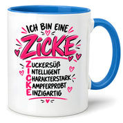 Herzbotschaft Tasse Zicke Zuckersüß Intelligent Geschenk 330 ml