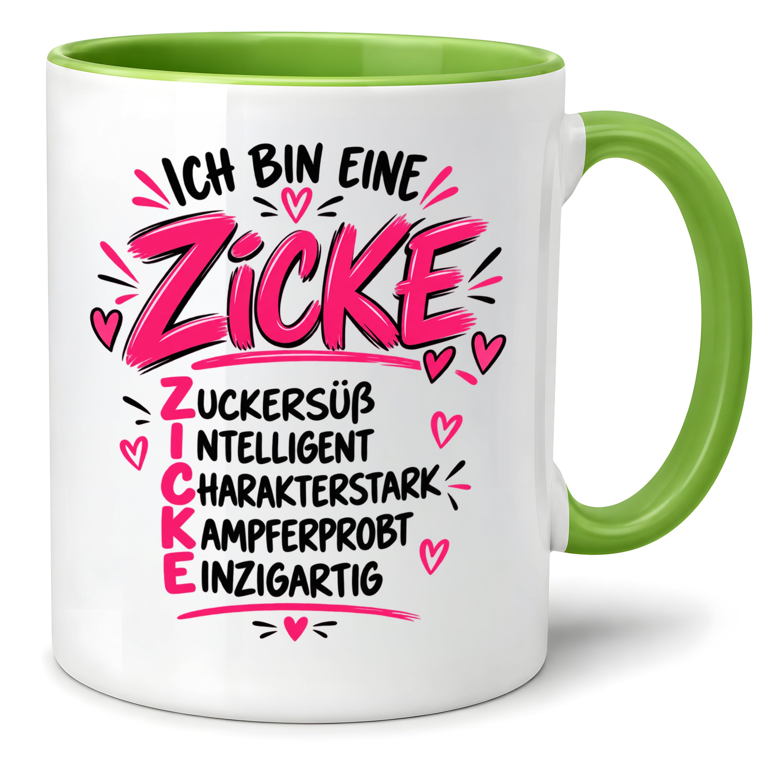 Herzbotschaft Tasse Zicke Zuckersüß Intelligent Geschenk 330 ml