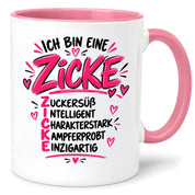 Herzbotschaft Tasse Zicke Zuckersüß Intelligent Geschenk 330 ml