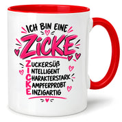 Herzbotschaft Tasse Zicke Zuckersüß Intelligent Geschenk 330 ml
