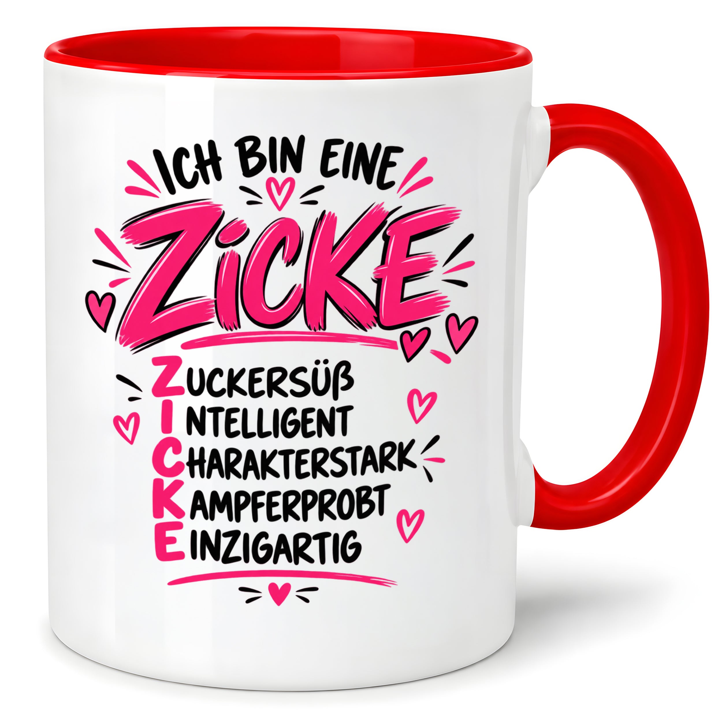 Herzbotschaft Tasse Zicke Zuckersüß Intelligent Geschenk 330 ml