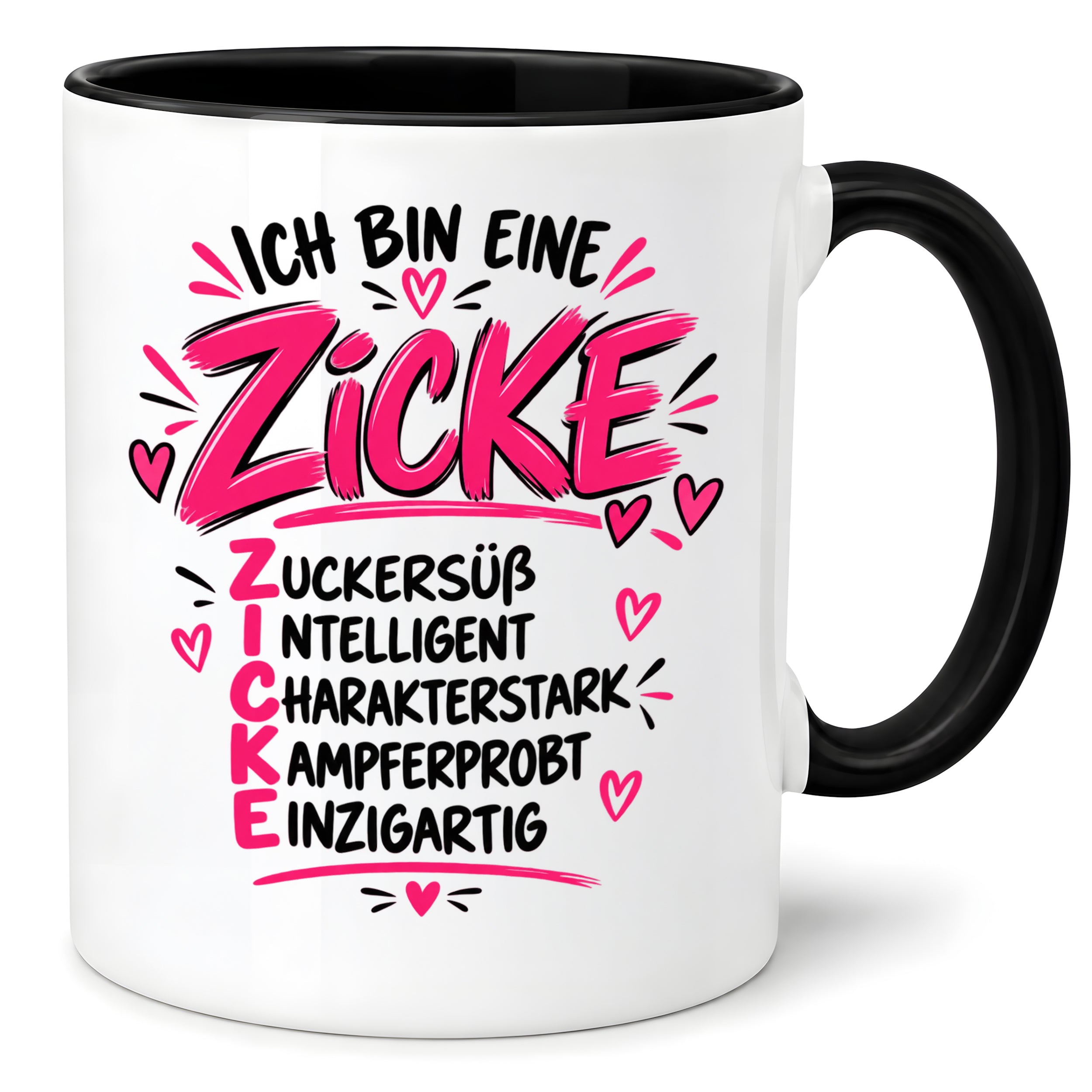 Herzbotschaft Tasse Zicke Zuckersüß Intelligent Geschenk 330 ml