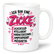 Herzbotschaft Tasse Zicke Zuckersüß Intelligent Geschenk 330 ml