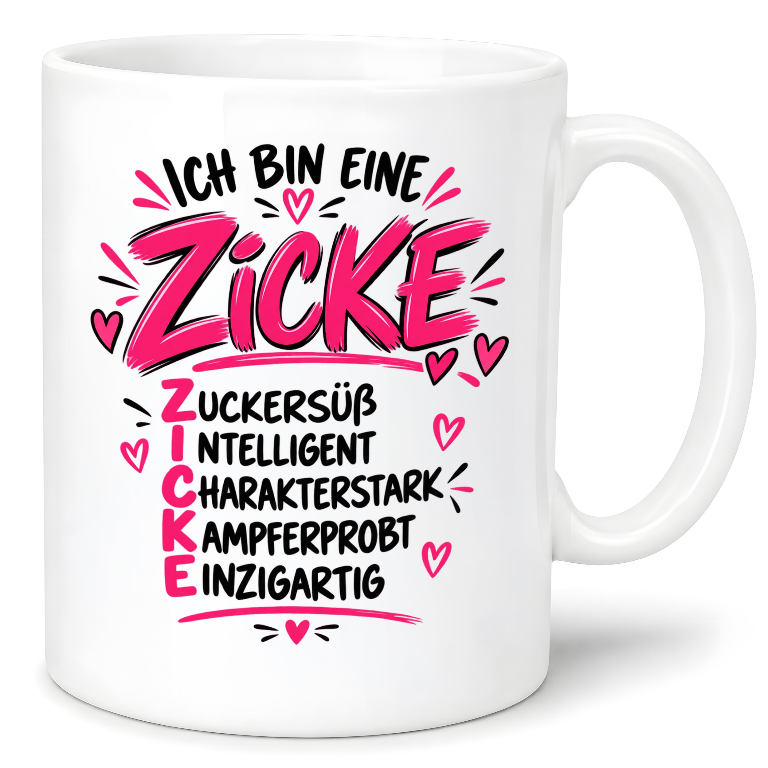 Herzbotschaft Tasse Zicke Zuckersüß Intelligent Geschenk 330 ml