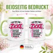Herzbotschaft Tasse Zicke Zuckersüß Intelligent Geschenk 330 ml