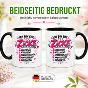 Herzbotschaft Tasse Zicke Zuckersüß Intelligent Geschenk 330 ml