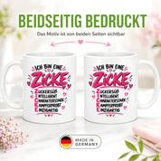 Herzbotschaft Tasse Zicke Zuckersüß Intelligent Geschenk 330 ml