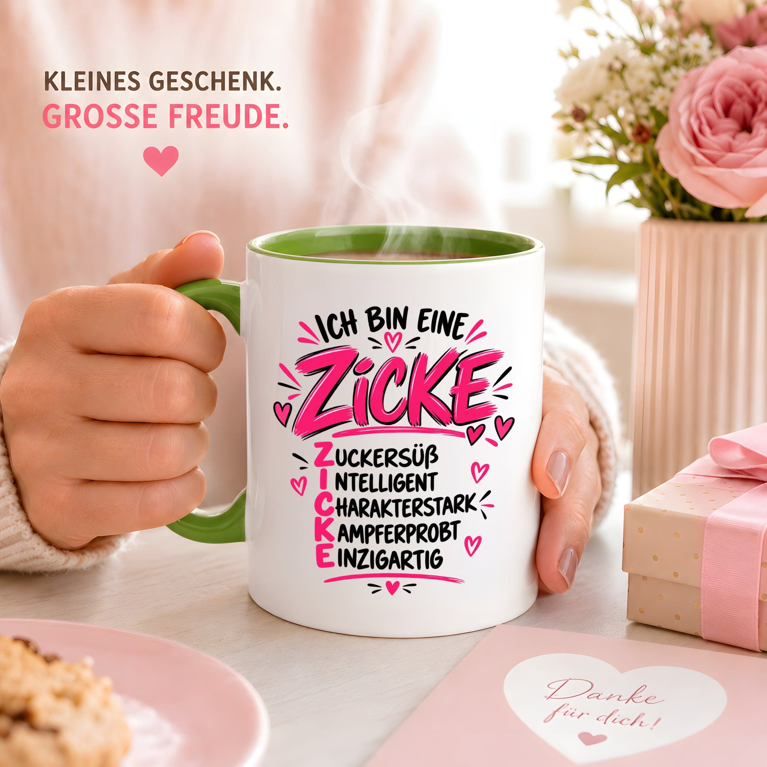 Herzbotschaft Tasse Zicke Zuckersüß Intelligent Geschenk 330 ml