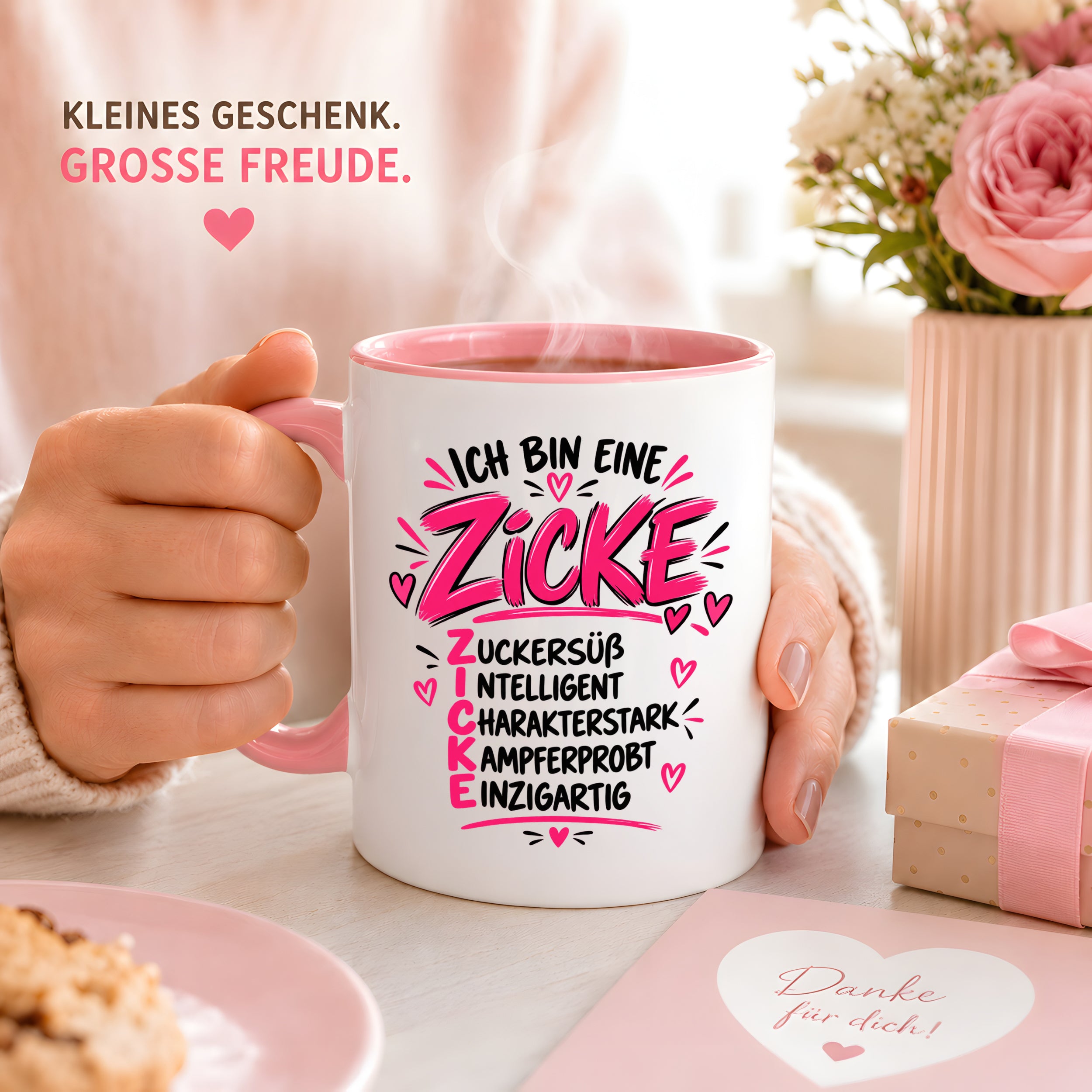 Herzbotschaft Tasse Zicke Zuckersüß Intelligent Geschenk 330 ml