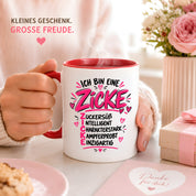 Herzbotschaft Tasse Zicke Zuckersüß Intelligent Geschenk 330 ml