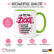 Herzbotschaft Tasse Zicke Zuckersüß Intelligent Geschenk 330 ml