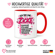Herzbotschaft Tasse Zicke Zuckersüß Intelligent Geschenk 330 ml
