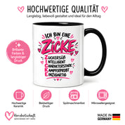 Herzbotschaft Tasse Zicke Zuckersüß Intelligent Geschenk 330 ml