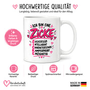 Herzbotschaft Tasse Zicke Zuckersüß Intelligent Geschenk 330 ml