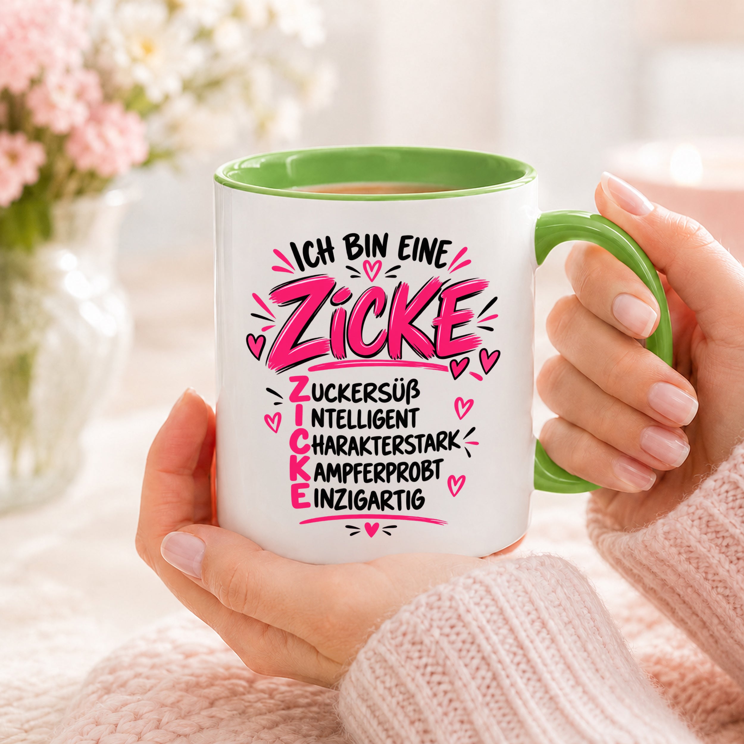 Herzbotschaft Tasse Zicke Zuckersüß Intelligent Geschenk 330 ml