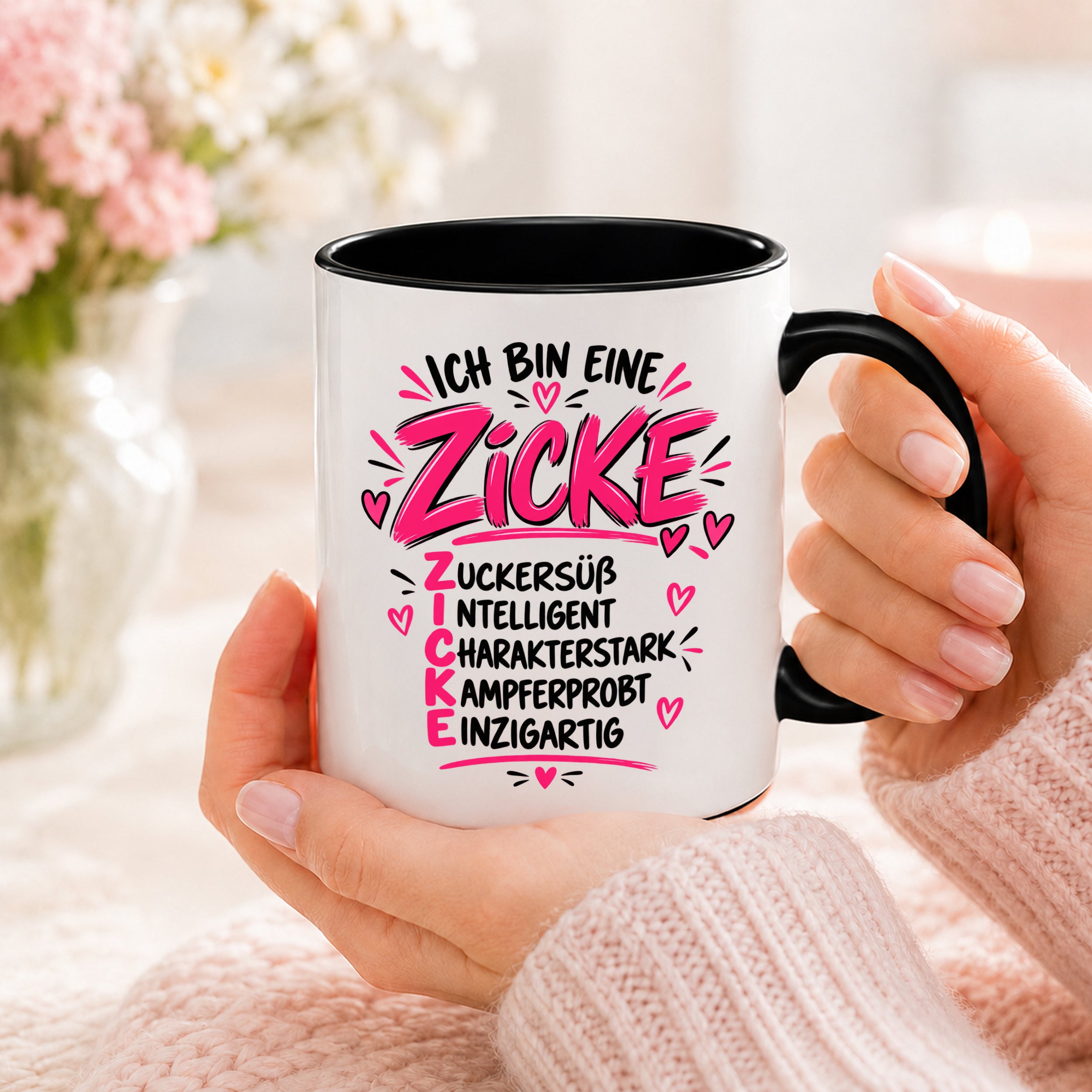 Herzbotschaft Tasse Zicke Zuckersüß Intelligent Geschenk 330 ml