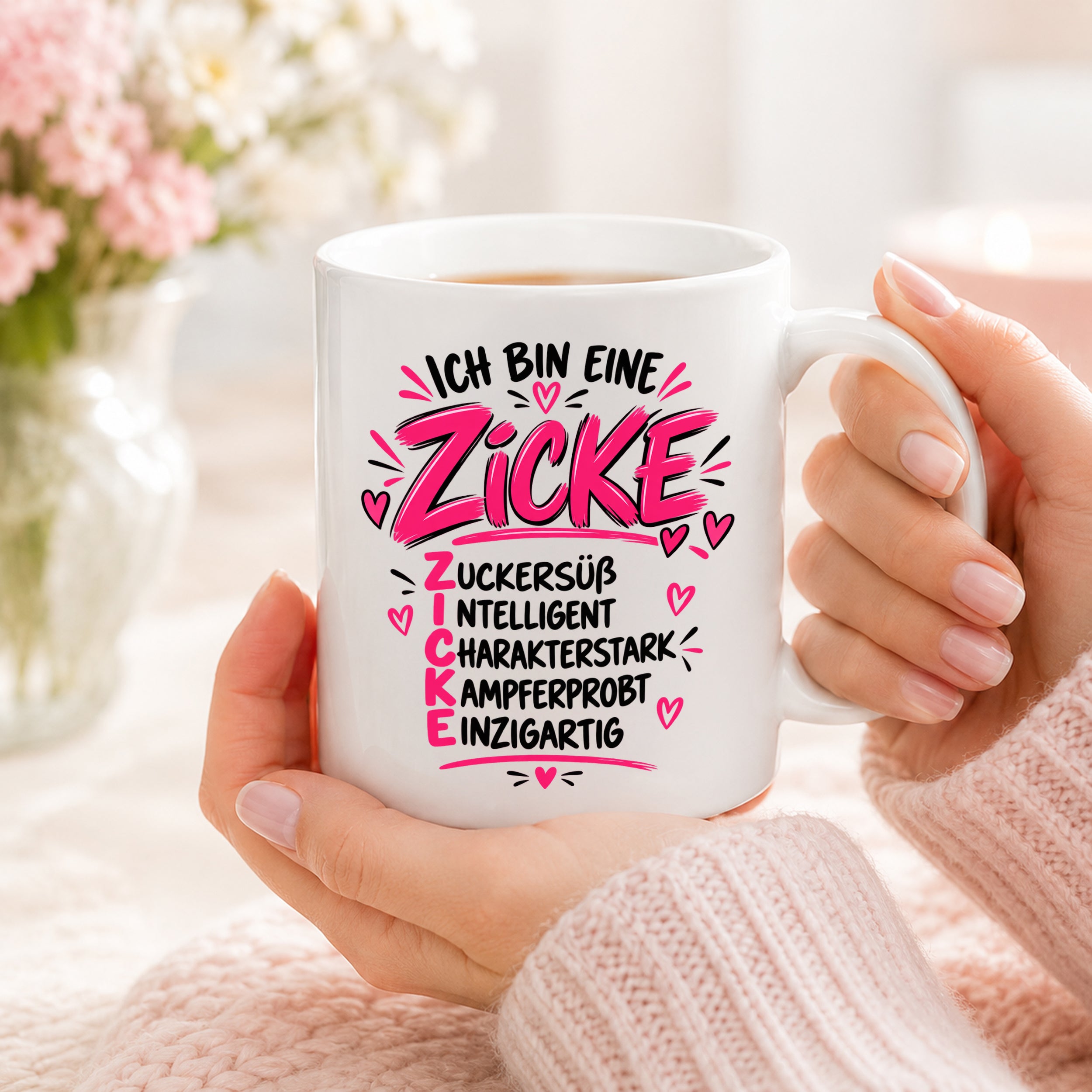 Herzbotschaft Tasse Zicke Zuckersüß Intelligent Geschenk 330 ml