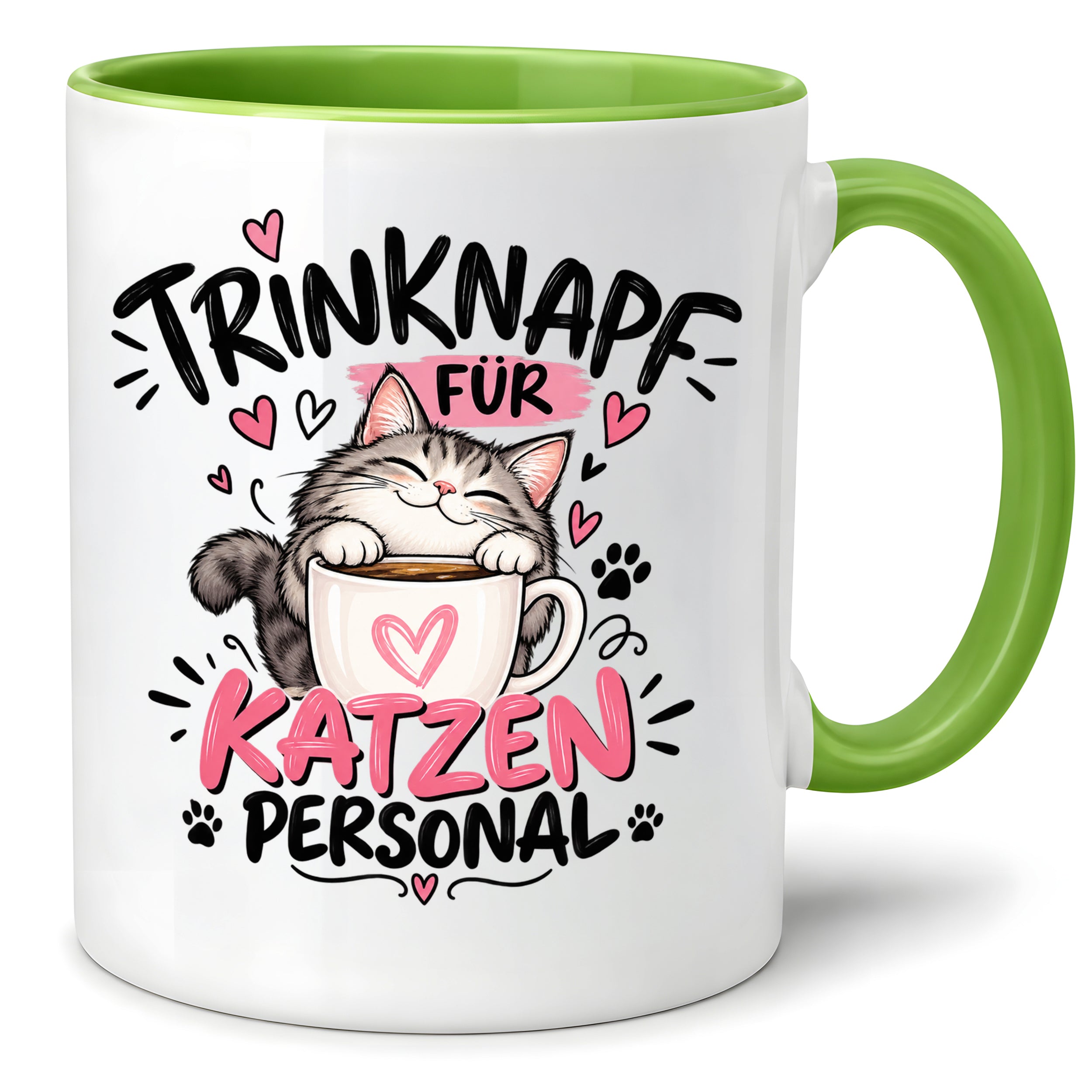Herzbotschaft Tasse Katzenpersonal Trinknapf Katzen Geschenk 330 ml