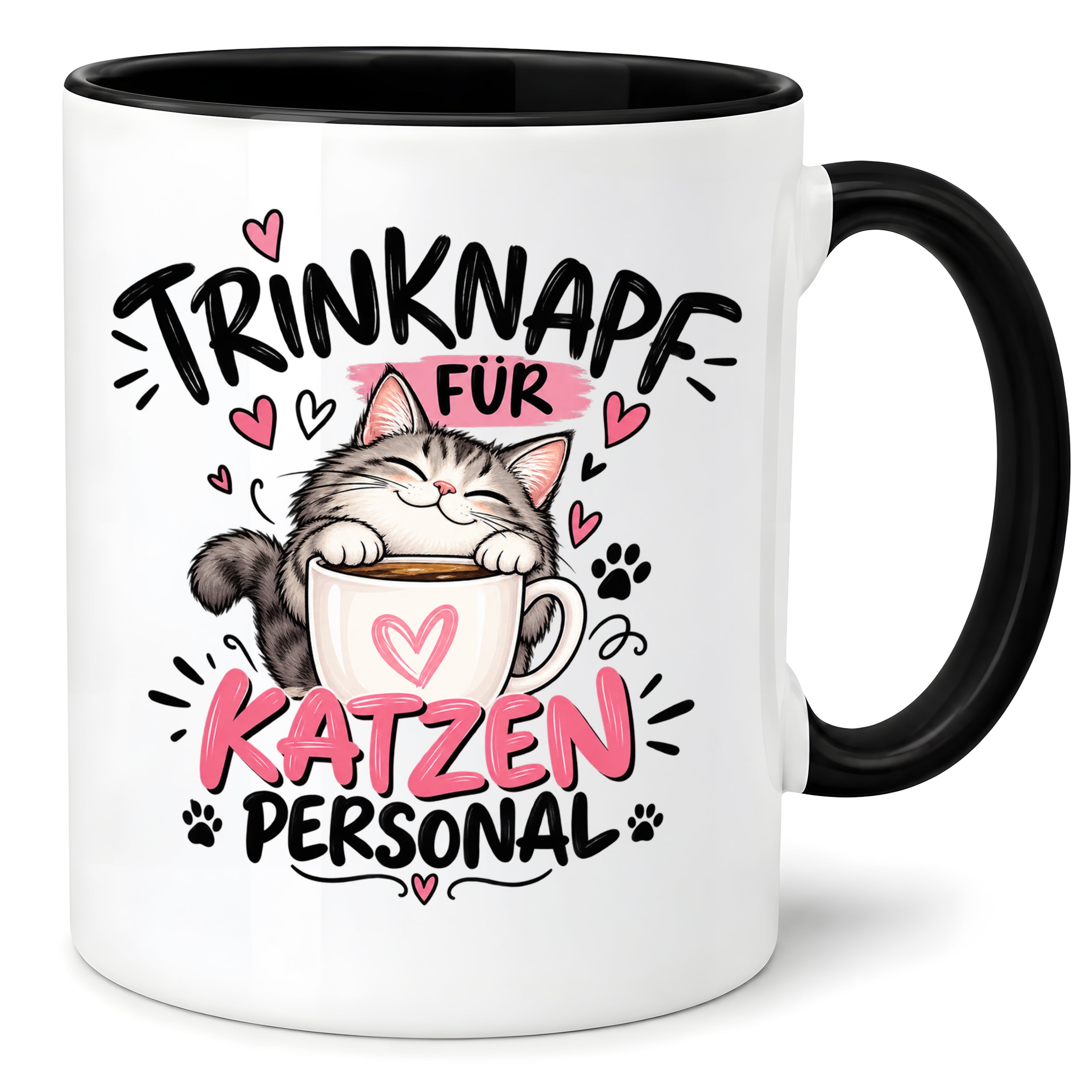 Herzbotschaft Tasse Katzenpersonal Trinknapf Katzen Geschenk 330 ml